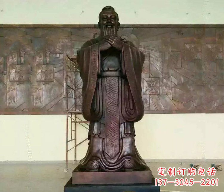 山东铜雕校园孔子文化雕塑摆件 (2)