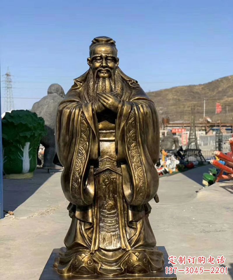 山东铜雕学校孔子人物雕塑