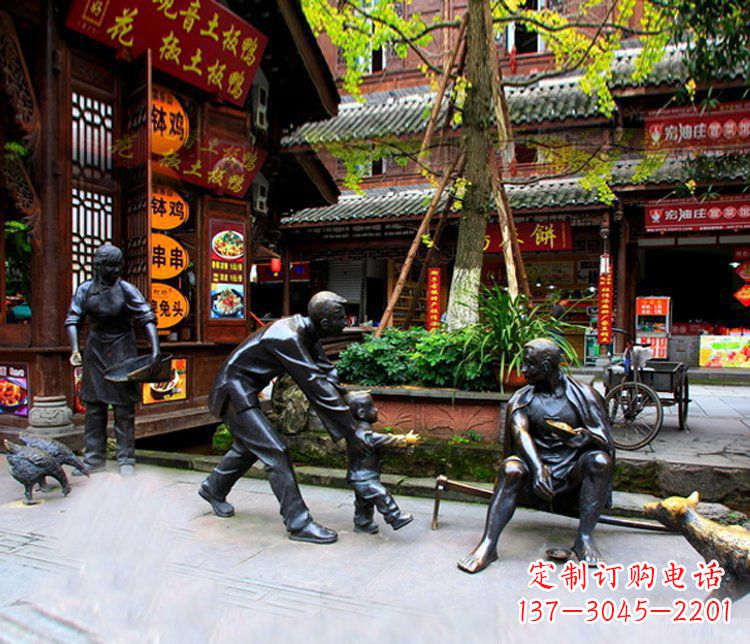 山东铜雕学走路儿童街道人物雕塑