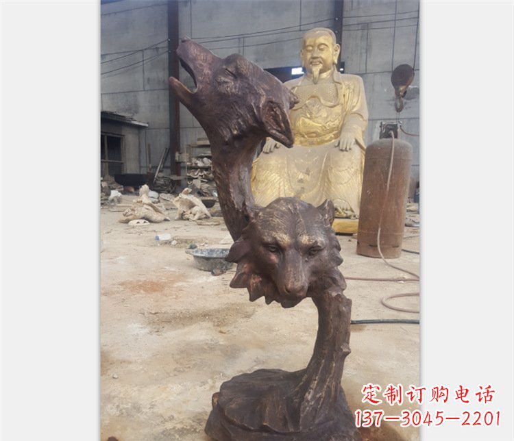 山东铜雕园林金钱豹动物雕塑