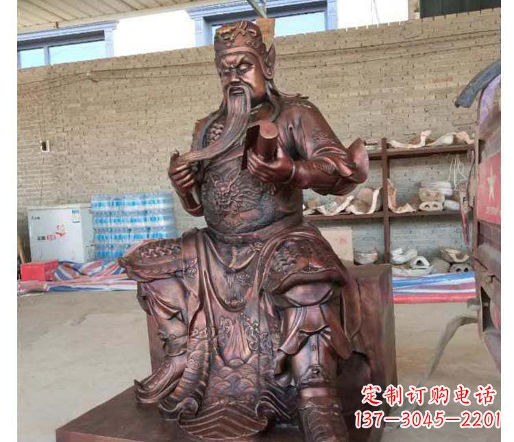 山东铜雕镇宅关公寺庙神像雕塑摆件 (3)