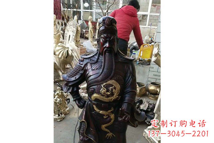 山东铜雕镇宅关公寺庙神像雕塑摆件 (4)