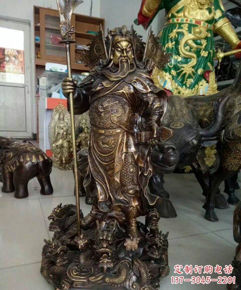 山东铜雕镇宅关公寺庙神像雕塑摆件
