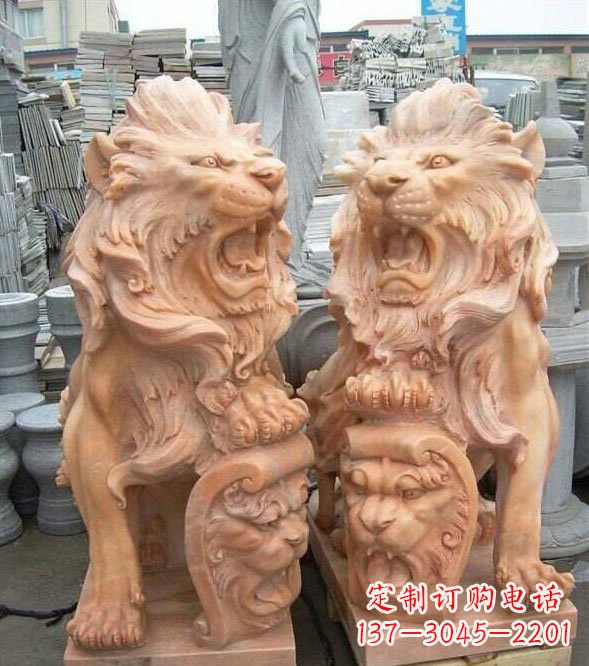 山东晚霞红盾牌欧式狮子