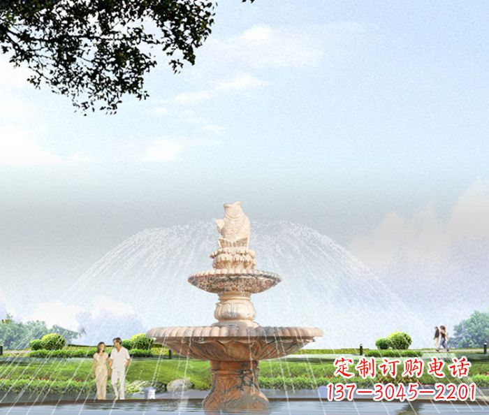 山东晚霞红多层大型石雕喷泉 (4)