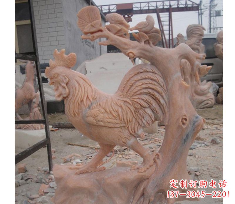 山东晚霞红公鸡雕塑