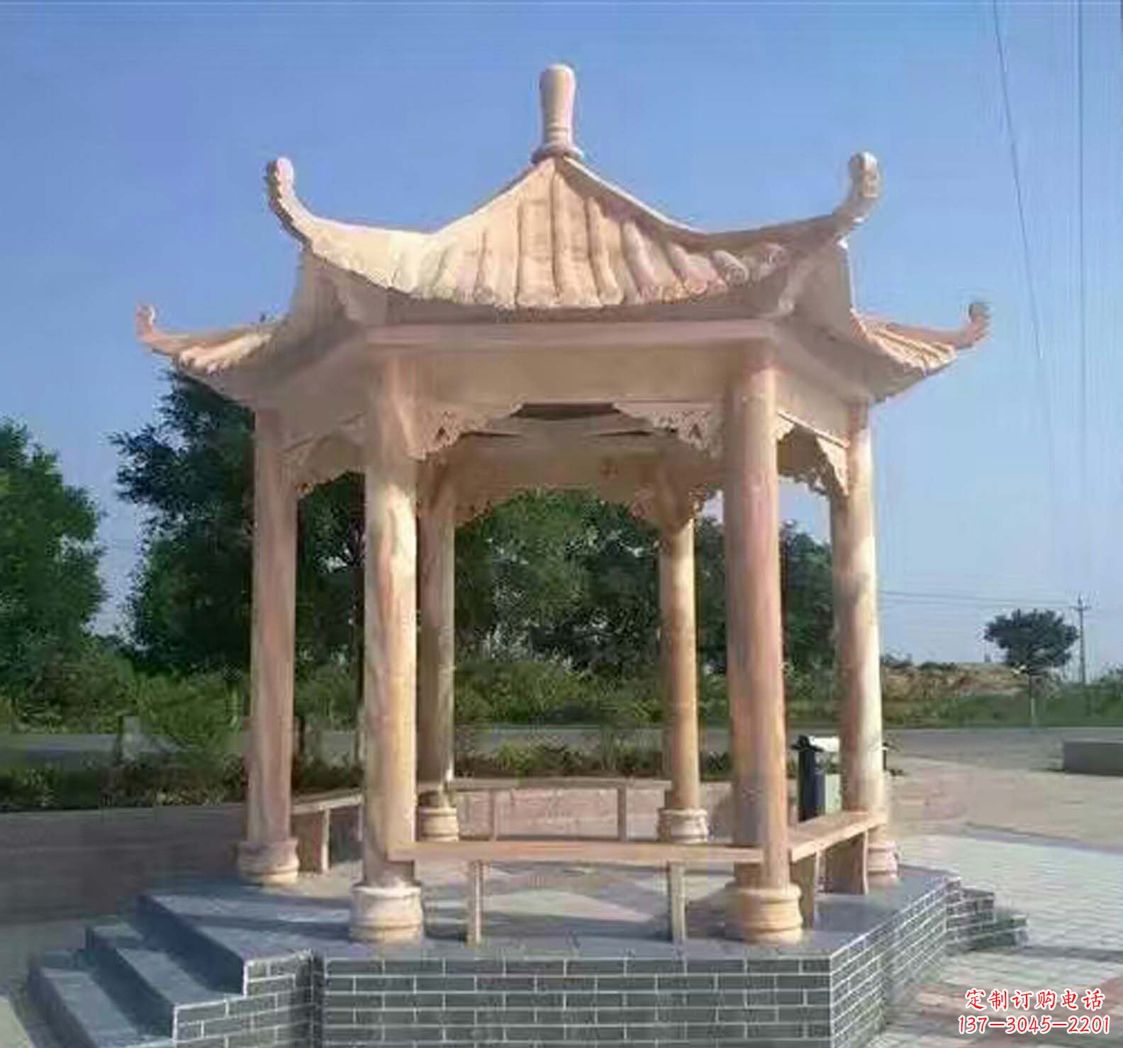 山东晚霞红公园景观凉亭