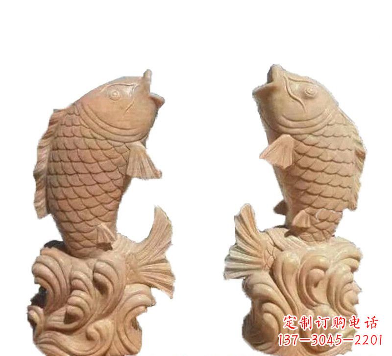 山东晚霞红公园喷水鲤鱼石雕