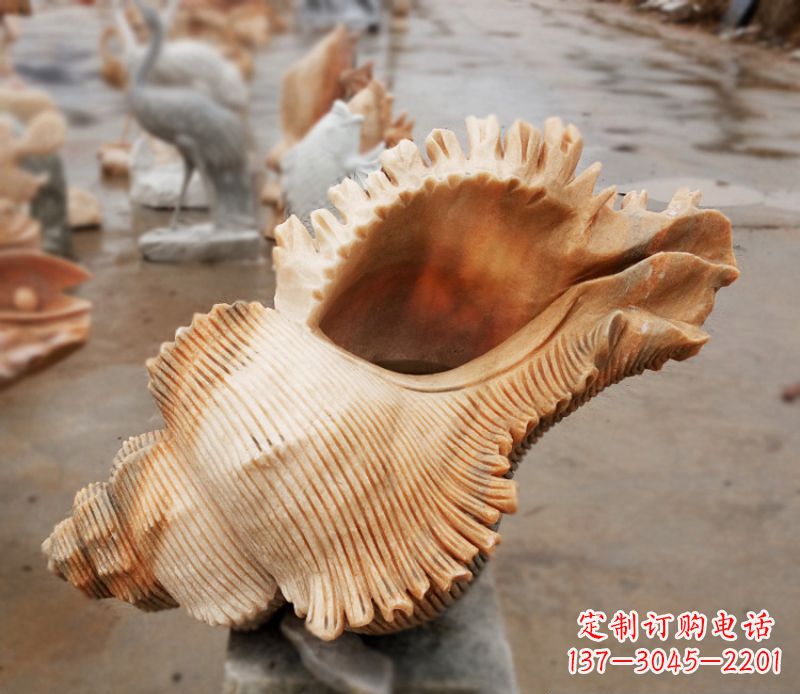 山东晚霞红海螺石雕广场景观雕塑