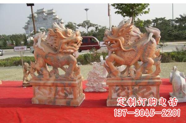 山东晚霞红葫芦麒麟雕塑