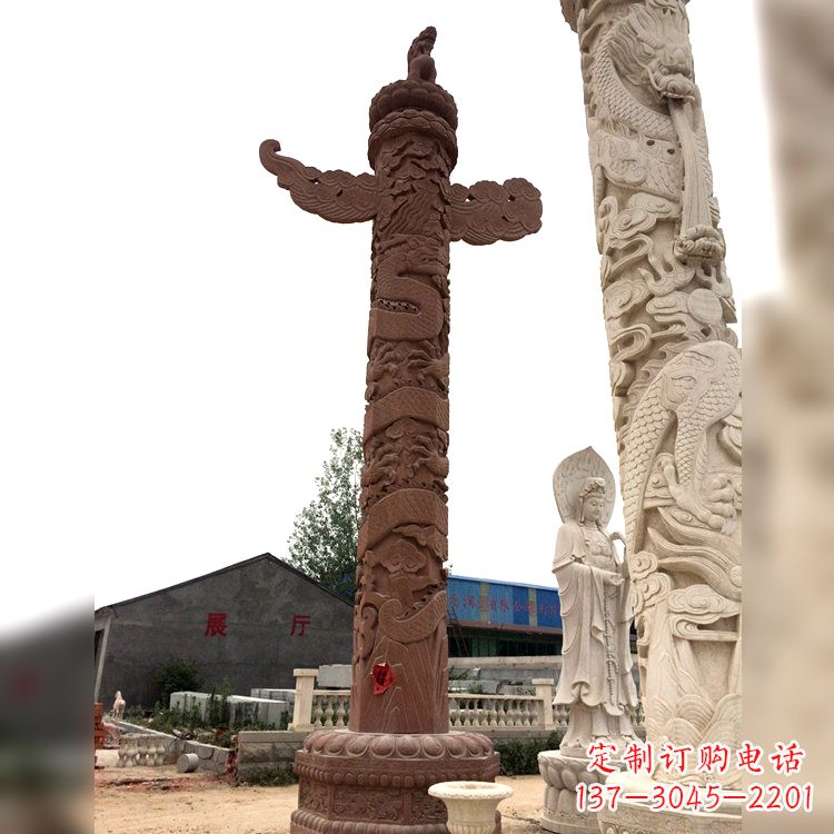 山东晚霞红华表石柱