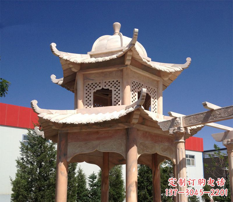 山东晚霞红景观凉亭雕塑