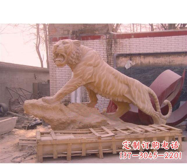 山东晚霞红老虎石雕 (2)