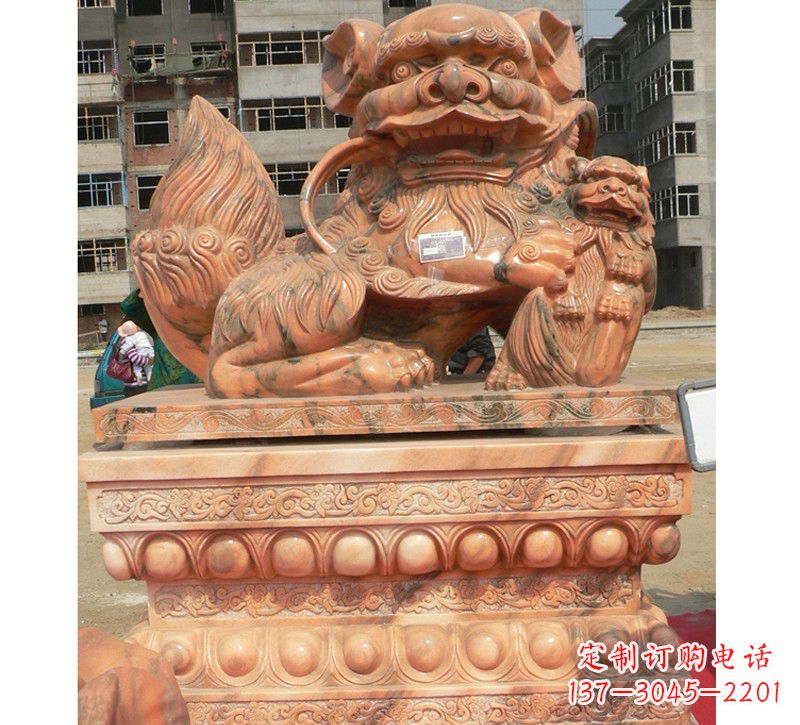 山东晚霞红南方石狮子