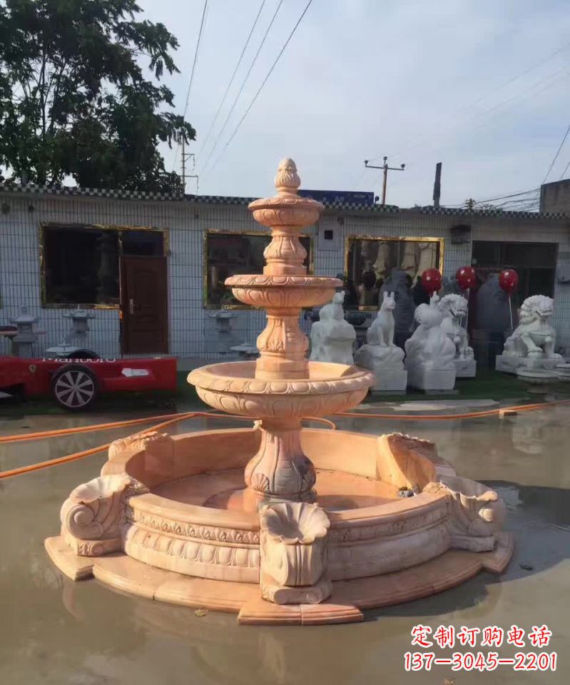 山东晚霞红欧式流水喷泉