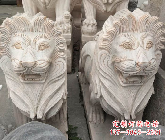 山东晚霞红欧式狮子石雕 (2)