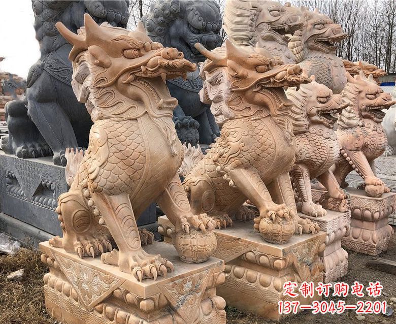 山东晚霞红麒麟石雕 (2)