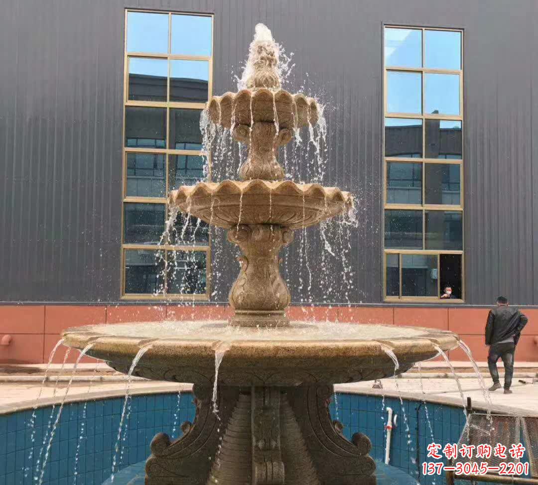 山东晚霞红三层音乐喷泉