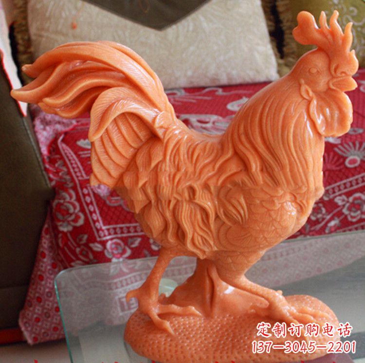 山东晚霞红生肖公鸡雕塑