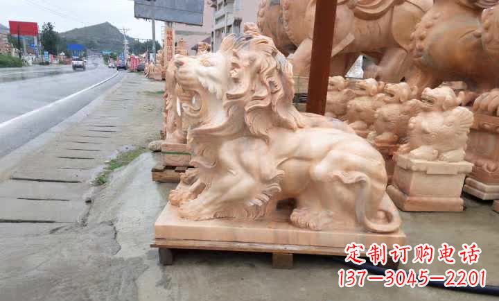 山东晚霞红狮子雕塑