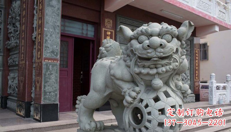 山东网球狮石雕南方狮子雕塑