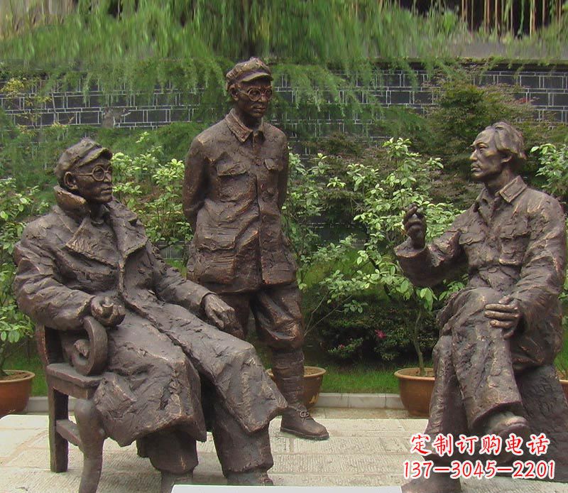 山东伟人毛泽东刘伯承铜雕 