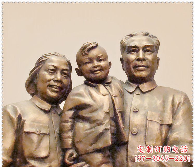 山东伟人周恩来一家铜雕
