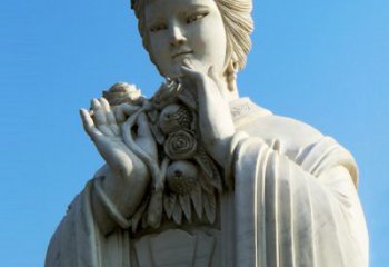 山东石榴之美——十二花神之五月石榴李氏汉白玉古代美女雕像