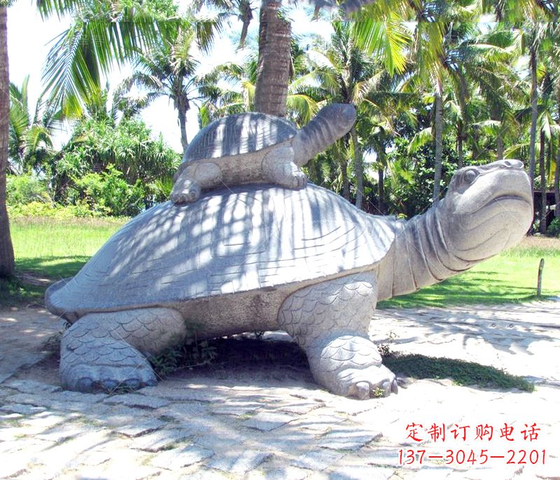 山东乌龟母子石雕