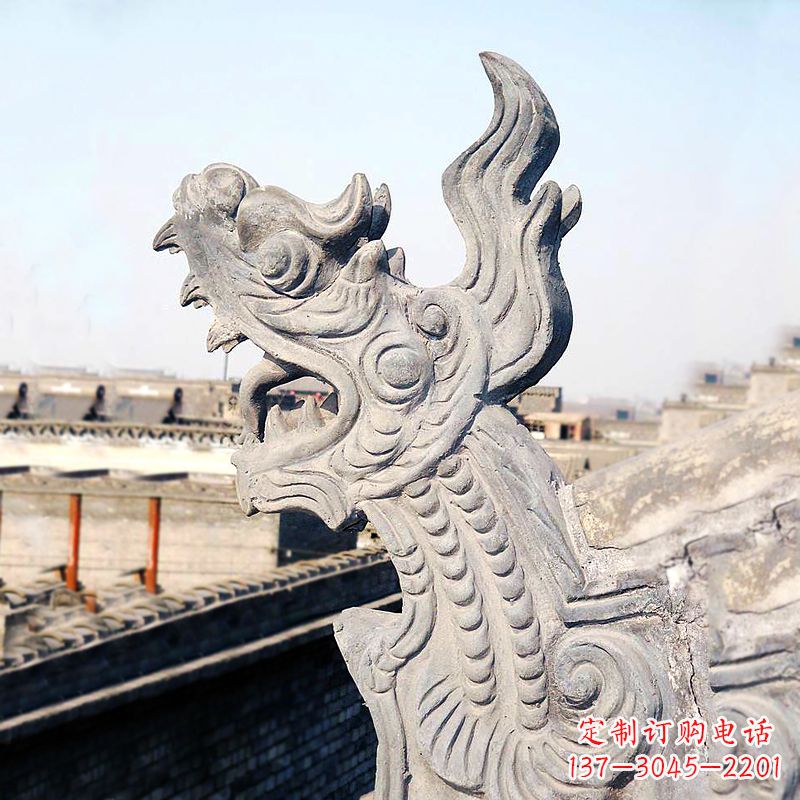 山东屋脊鸱尾螭吻雕塑-古建装饰神兽动物雕塑