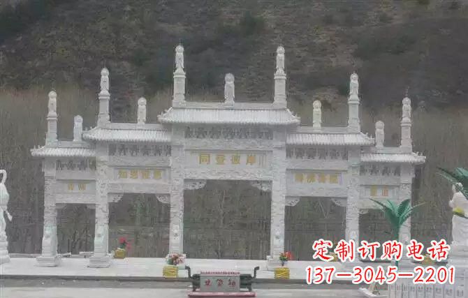 山东五门牌坊石雕 (2)