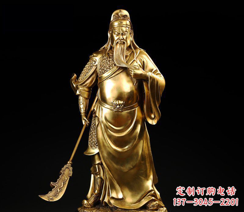 山东武圣握刀关公铜雕
