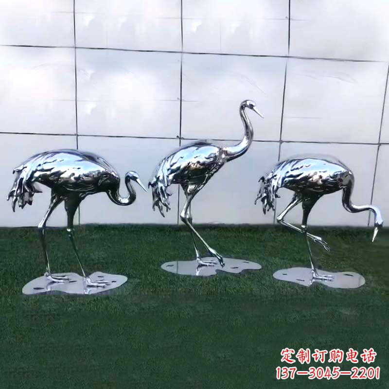 山东仙鹤镜面不锈钢雕塑