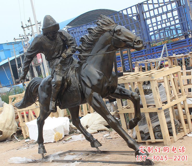 山东现代骑马人物公园景观铜雕