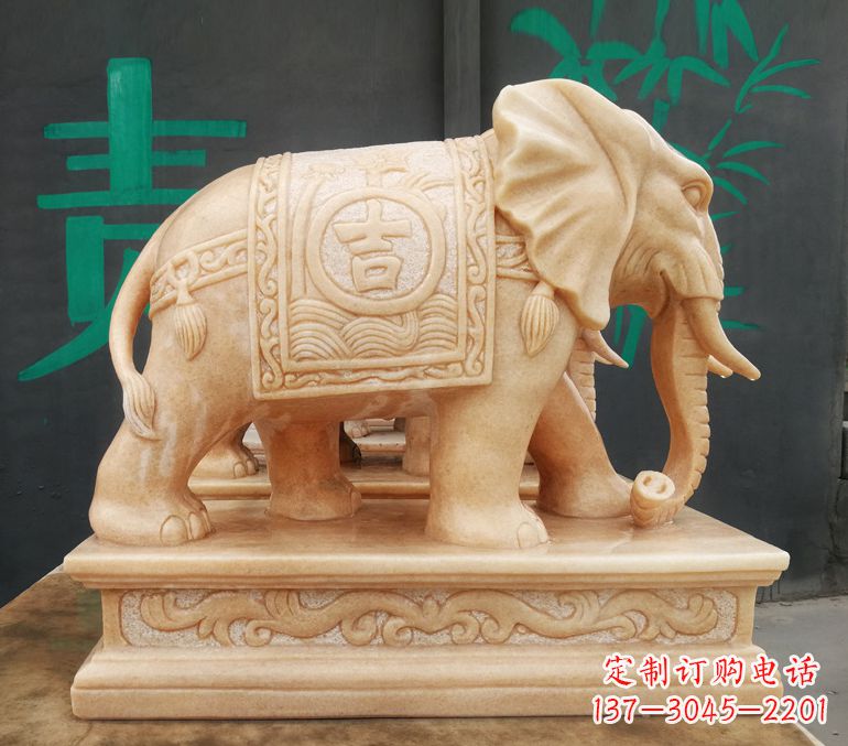 山东现代石雕大象雕像