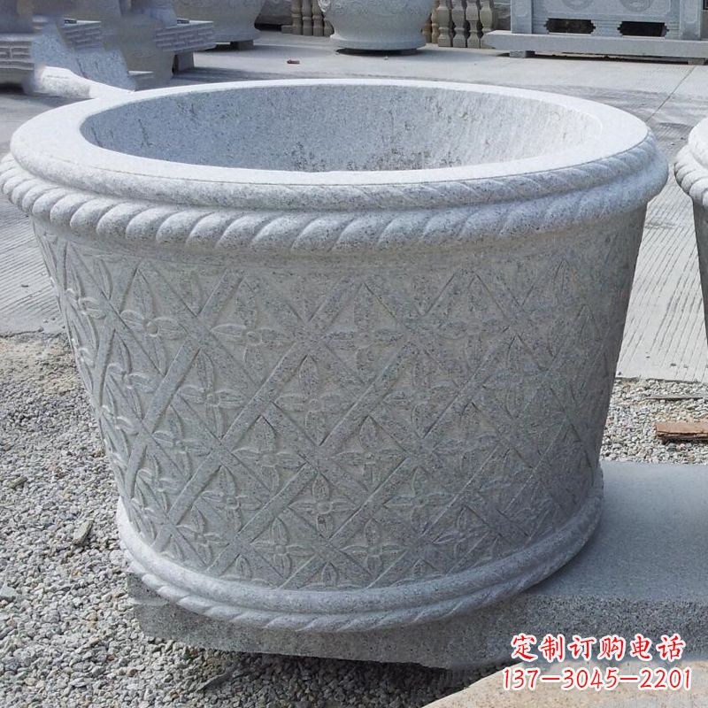 山东现代石雕花盆雕塑
