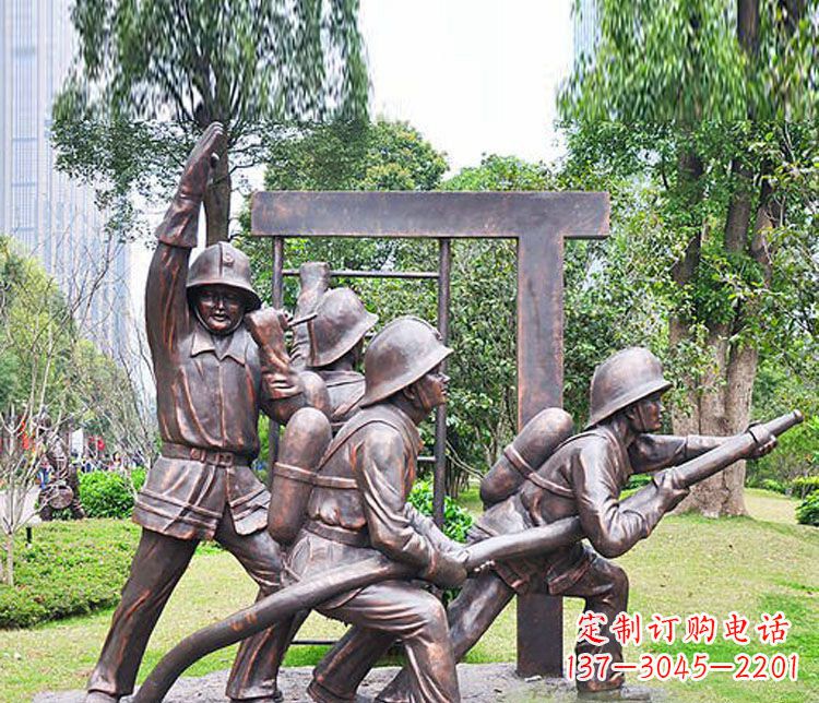 山东消防员人物铜雕 (2)