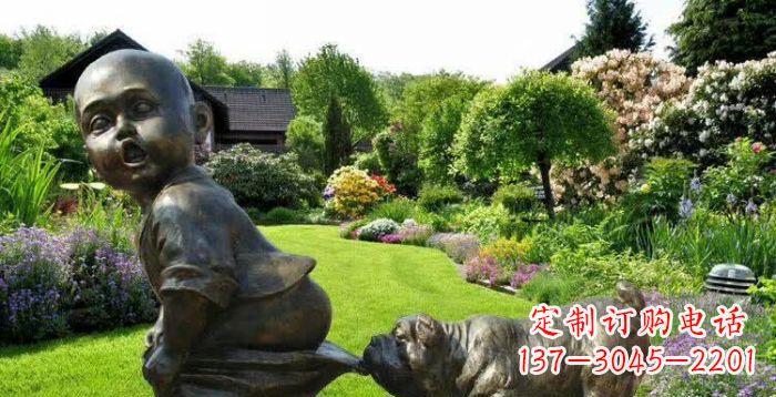 山东小狗叼小孩裤子童趣铜雕