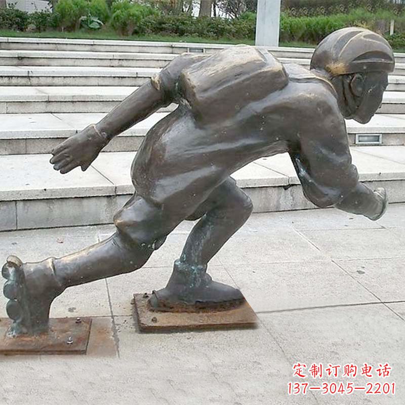 山东小孩滑旱冰广场人物运动雕塑