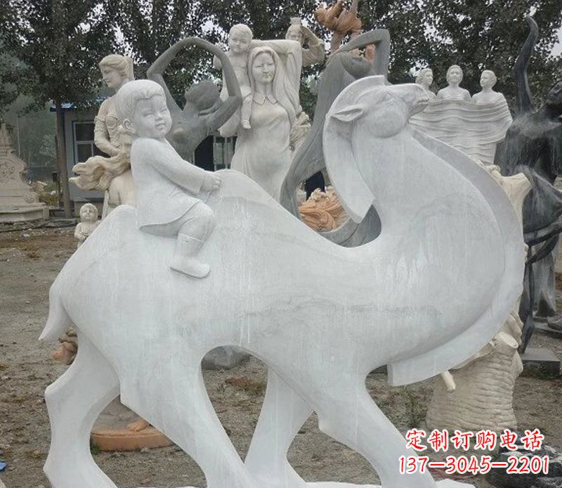 山东小孩骑骆驼石雕