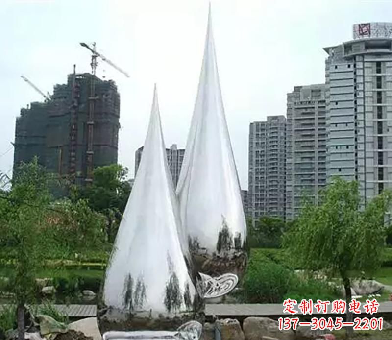 山东小区不锈钢水滴雕塑