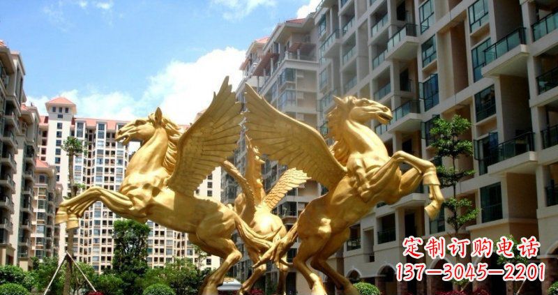 山东小区飞马动物铜雕