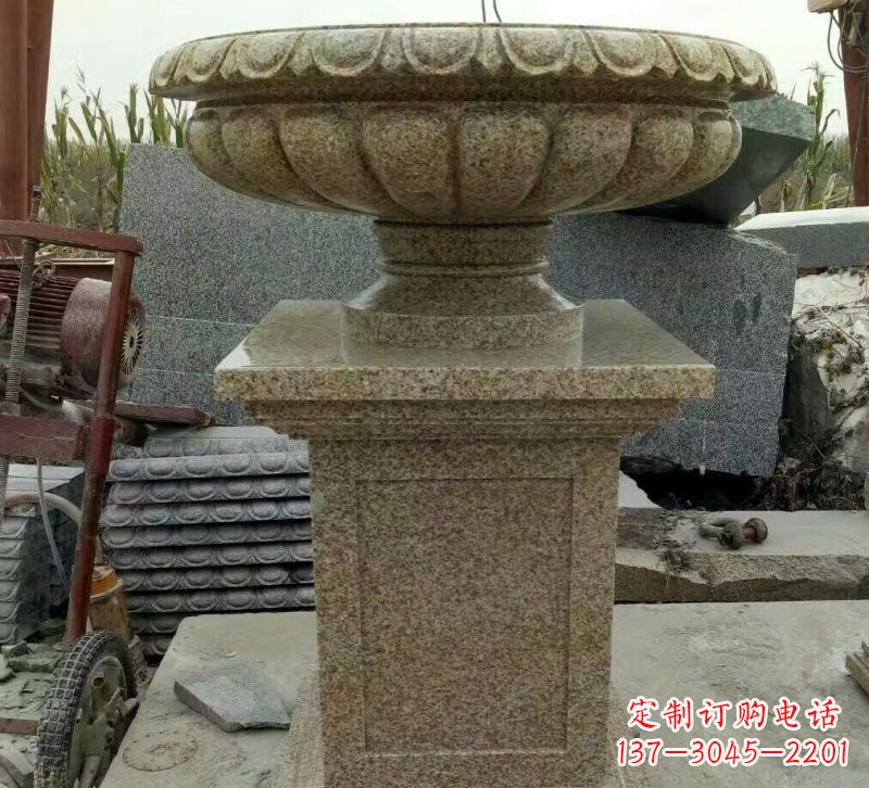 山东小区花岗岩花盆雕塑