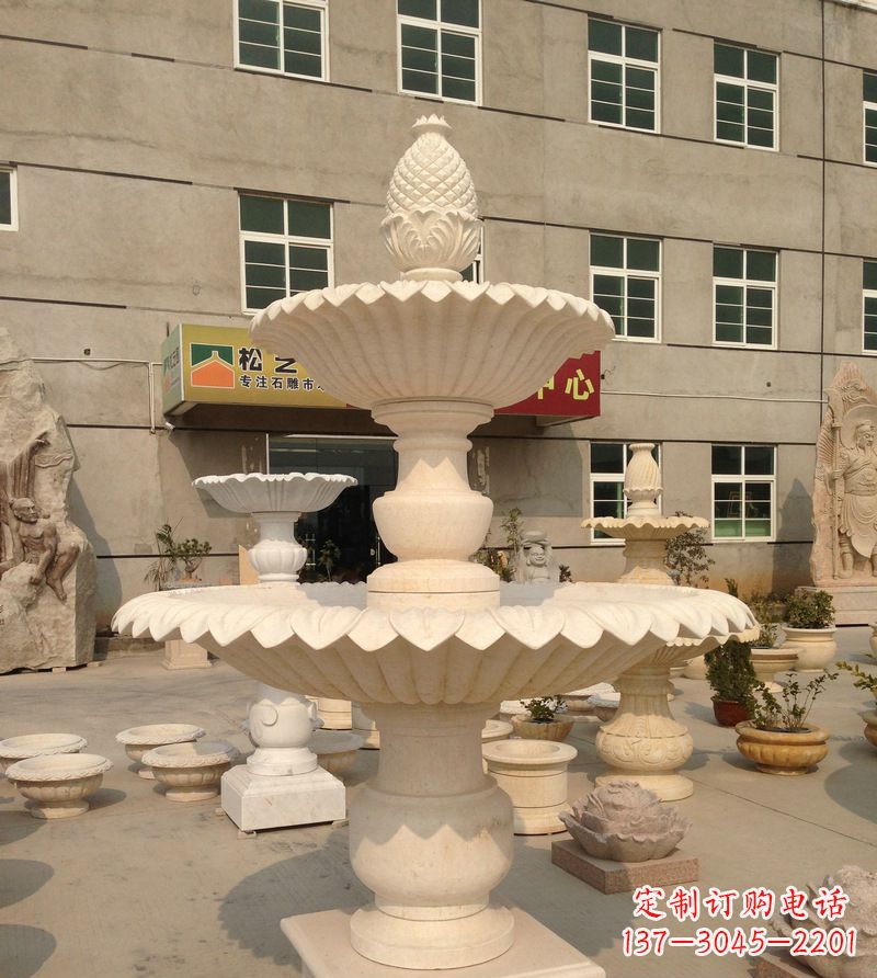 山东小区景观菠萝式喷泉石雕