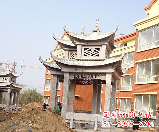山东小区景观大理石凉亭石雕