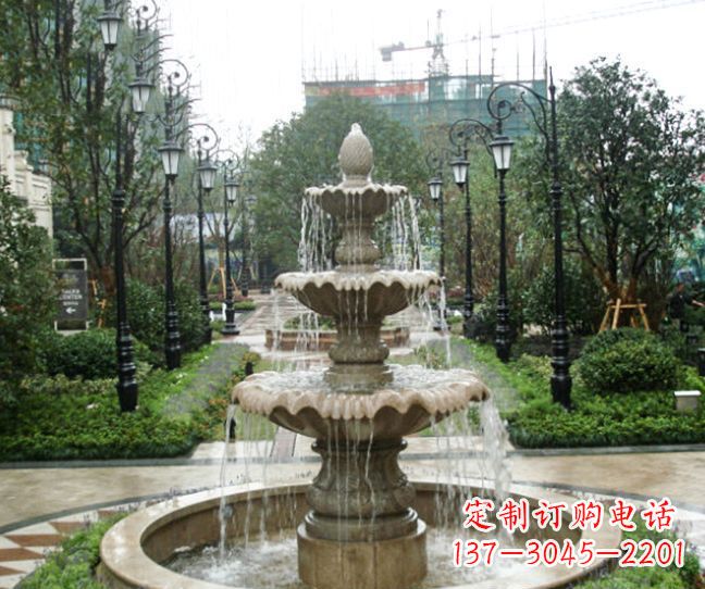 山东小区景观大理石喷泉石雕 (4)