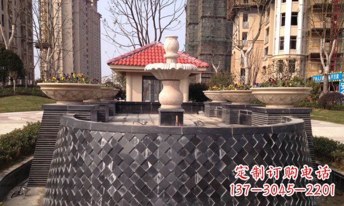 山东小区景观大理石喷泉石雕 (3)