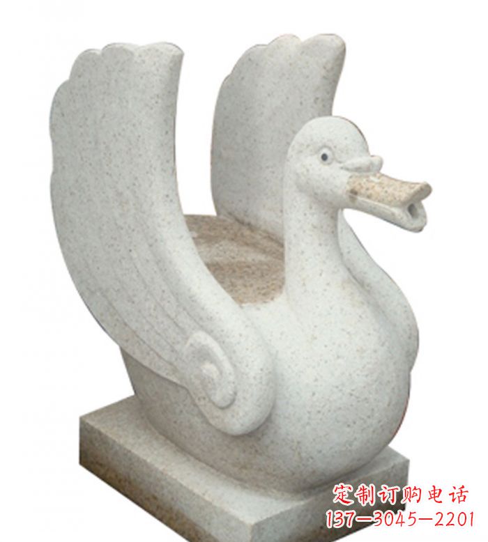 山东小区景观大理石天鹅喷泉石雕 (2)