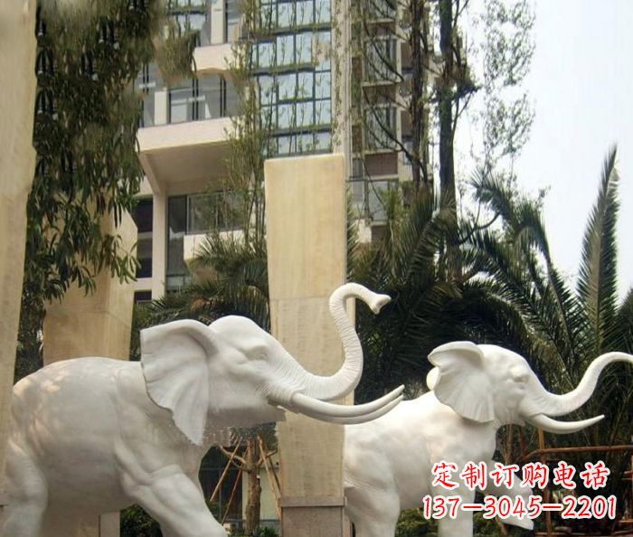 山东小区景观汉白玉大象石雕