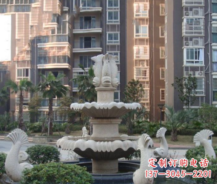 山东小区景观鲤鱼喷泉石雕